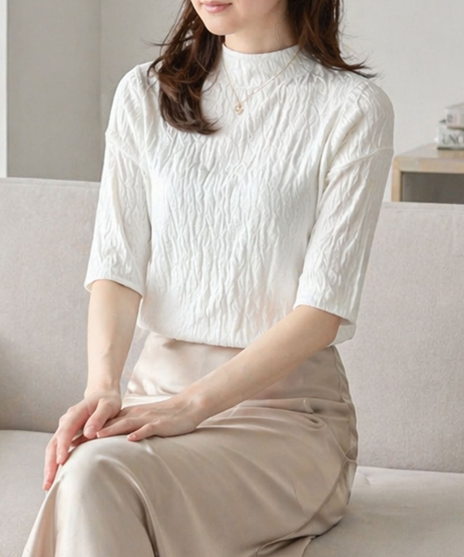 【アミュレット/Amulet】の【Amulet】ハイネックニットソー インテリア・キッズ・メンズ・レディースファッション・服の通販 founy(ファウニー) 　ファッション　Fashion　レディースファッション　Fashion for Women　トップス・カットソー　Cut & Sew Tops　ニット　Knit Tops & Sweaters　ハイネック　High Neck, Mock Neck　エレガント 上品　Elegant　ホワイト|ID: prp329100004985453 ipo3291000000037344866