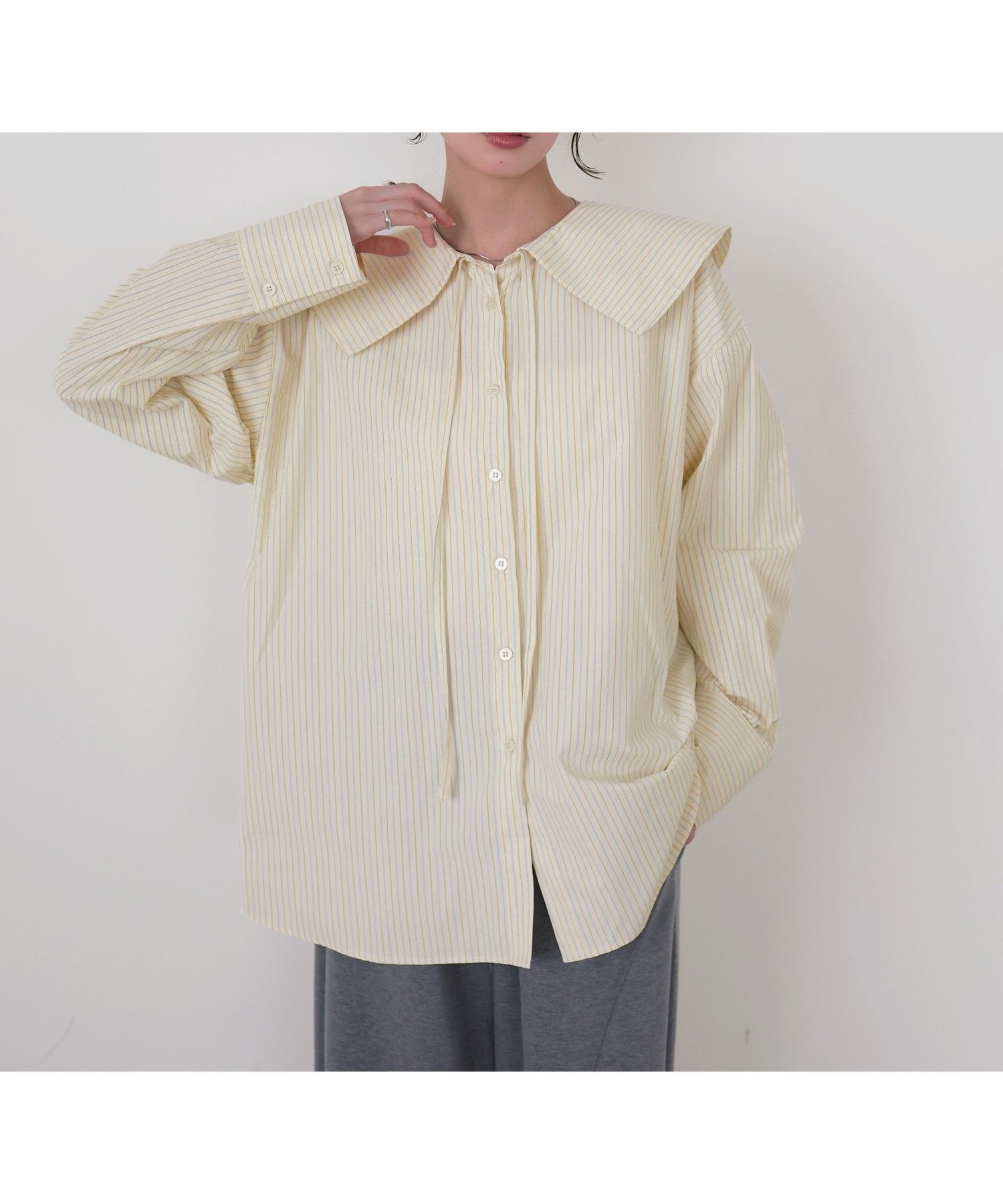 【リアン/Lian】のビックカラーストライプシャツ 大人の最旬トレンドファッション＆コーディネート founy(ファウニー) 　ファッション　Fashion　レディースファッション　Fashion for Women　トップス・カットソー　Cut & Sew Tops　シャツ・ブラウス・オフィスカジュアル　Elegant Blouses & Button-Ups　クラシカル　Classical, Vintage-Inspired　ストライプ　Stripe, Striped Pattern　 other-1|ID: prp329100004985454 ipo3291000000037344867