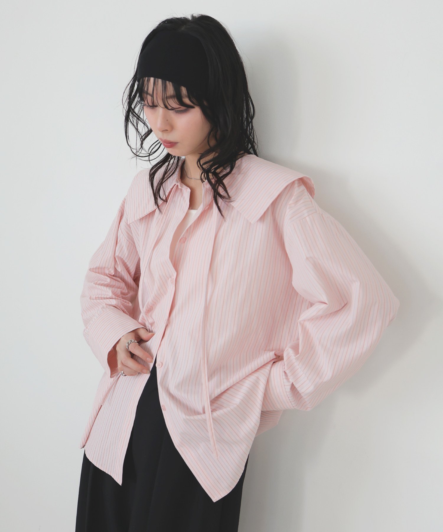 【リアン/Lian】のビックカラーストライプシャツ インテリア・キッズ・メンズ・レディースファッション・服の通販 founy(ファウニー) 　ファッション　Fashion　レディースファッション　Fashion for Women　トップス・カットソー　Cut & Sew Tops　シャツ・ブラウス・オフィスカジュアル　Elegant Blouses & Button-Ups　クラシカル　Classical, Vintage-Inspired　ストライプ　Stripe, Striped Pattern　ピンク|ID: prp329100004985454 ipo3291000000037344870