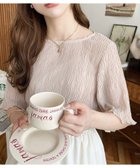 【モーメントプラス/moment+ / MEN】のインナーキャミ付き シアー プリーツ 半袖 メロー ブラウス グレイッシュベージュ|ID: prp329100004985457 ipo3291000000037344886