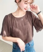 【モーメントプラス/moment+ / MEN】のインナーキャミ付き シアー プリーツ 半袖 メロー ブラウス ブラウン|ID: prp329100004985457 ipo3291000000037344889