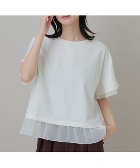 【ラコレ/LAKOLE】の接触冷感 シアー切替T 大人の最旬トレンドファッション＆コーディネート founy(ファウニー) ファッション Fashion レディースファッション Fashion for Women カットソー Cut and Sewn Top 切替 Switching, Contrast Panel シアー Sheer, See-Through シンプル Simple, Minimal スラックス Slacks, Dress Pants チュニック Tunic, Long Top デニム Denim, Jeans Material トレンド Trend, Trending Now ドッキング Docking, Mixed Material 定番 Standard, Basic Item フェミニン Feminine, Girly ボックス Boxy, Box Shape ロング Long, Long-Length ワイド Wide, Wide Fit おすすめ Recommended / Our Picks 夏 Summer |ID:prp329100004985462