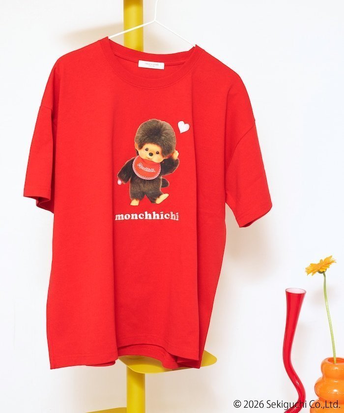 【フリークスストア/FREAK'S STORE】のモンチッチ 前後 プリント ハート刺繍 Tシャツ【限定展開】 インテリア・キッズ・メンズ・レディースファッション・服の通販 founy(ファウニー) 　ファッション　Fashion　レディースファッション　Fashion for Women　トップス・カットソー　Cut & Sew Tops　シャツ・ブラウス・オフィスカジュアル　Elegant Blouses & Button-Ups　ロングTシャツ・Tシャツ　Longline T-Shirts & Tees　インナー　Innerwear　キャラクター　Character, Licensed Characters　ジャケット　Jacket, Outerwear　スペシャル　Special, Limited Edition　スラックス　Slacks, Dress Pants　チャーム　Charm, Pendant　プリント　Print, Printed Pattern　ベーシック　Basic, Essential　ロング　Long, Long-Length　S/S・春夏　SS, Spring/Summer, Warm Season　おすすめ　Recommended / Our Picks　夏　Summer　2026年　2026　2026春夏・S/S　Spring/Summer 2026 SS26　レッド|ID: prp329100004985463 ipo3291000000037344950