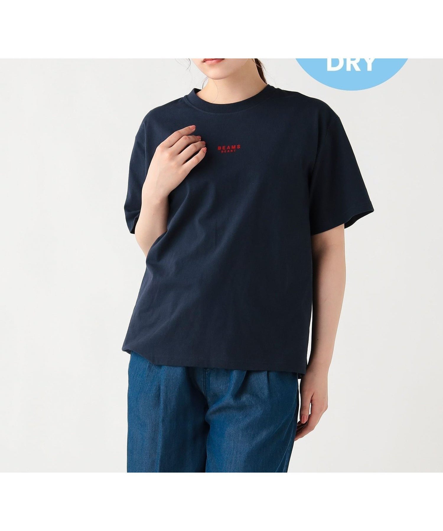【ビームス ハート/BEAMS HEART】の【洗濯可/ドライタッチ】BEAMS HEART Tシャツ 26SS レディース 半袖 カットソー ロゴ ロゴT 吸水速乾 インテリア・キッズ・メンズ・レディースファッション・服の通販 founy(ファウニー) 　ファッション　Fashion　レディースファッション　Fashion for Women　トップス・カットソー　Cut & Sew Tops　シャツ・ブラウス・オフィスカジュアル　Elegant Blouses & Button-Ups　ロングTシャツ・Tシャツ　Longline T-Shirts & Tees　カットソー・ベーシックTシャツ　Cut-and-Sewn Tops / Stretch Tees & Basics　アクセサリー　Fashion Accessories　カットソー　Cut and Sewn Top　吸水　Absorbent, Quick-Dry　シンプル　Simple, Minimal　デニム　Denim, Jeans Material　ネックレス　Necklace, Pendant Necklace　プリント　Print, Printed Pattern　半袖　Short Sleeve, Half Sleeve　リラックス　Relax, Relaxed Fit　エレガント 上品　Elegant　2026年　2026　2026春夏・S/S　Spring/Summer 2026 SS26　NAVY|ID: prp329100004985464 ipo3291000000037344953