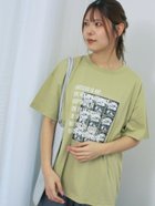 【エヘカソポ/ehka sopo】のフォトプリントオーバーシルエットTシャツ 大人の最旬トレンドファッション＆コーディネート founy(ファウニー) ファッション Fashion レディースファッション Fashion for Women トップス・カットソー Cut & Sew Tops シャツ・ブラウス・オフィスカジュアル Elegant Blouses & Button-Ups ロングTシャツ・Tシャツ Longline T-Shirts & Tees グラフィック Graphic, Graphic Design プリント Print, Printed Pattern リラックス Relax, Relaxed Fit thumbnail グリーン|ID: prp329100004985475 ipo3291000000037345013
