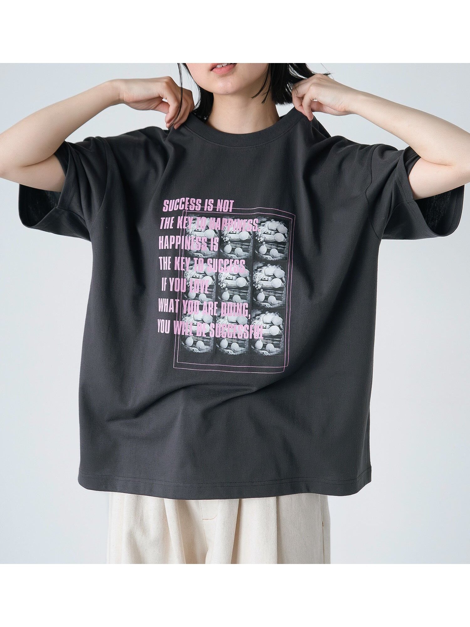 【エヘカソポ/ehka sopo】のフォトプリントオーバーシルエットTシャツ インテリア・キッズ・メンズ・レディースファッション・服の通販 founy(ファウニー) 　ファッション　Fashion　レディースファッション　Fashion for Women　トップス・カットソー　Cut & Sew Tops　シャツ・ブラウス・オフィスカジュアル　Elegant Blouses & Button-Ups　ロングTシャツ・Tシャツ　Longline T-Shirts & Tees　グラフィック　Graphic, Graphic Design　プリント　Print, Printed Pattern　リラックス　Relax, Relaxed Fit　チャコールグレー|ID: prp329100004985475 ipo3291000000037345015