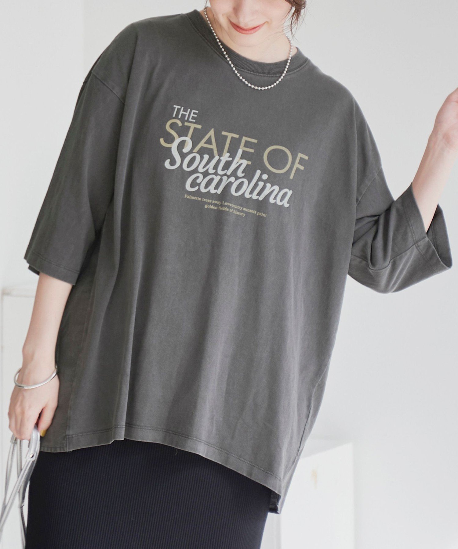 【コーエン/COEN】のピグメントドッキング布帛五分袖Tシャツ インテリア・キッズ・メンズ・レディースファッション・服の通販 founy(ファウニー) 　ファッション　Fashion　レディースファッション　Fashion for Women　トップス・カットソー　Cut & Sew Tops　シャツ・ブラウス・オフィスカジュアル　Elegant Blouses & Button-Ups　ロングTシャツ・Tシャツ　Longline T-Shirts & Tees　カットソー　Cut and Sewn Top　切替　Switching, Contrast Panel　ショルダー　Shoulder, Shoulder Strap　ドロップ　Drop Shoulder, Dropped Style　人気　Popular, Best Seller　フェミニン　Feminine, Girly　フレア　Flare, Flared　エレガント 上品　Elegant　DK.GRAY|ID: prp329100004985477 ipo3291000000037345028