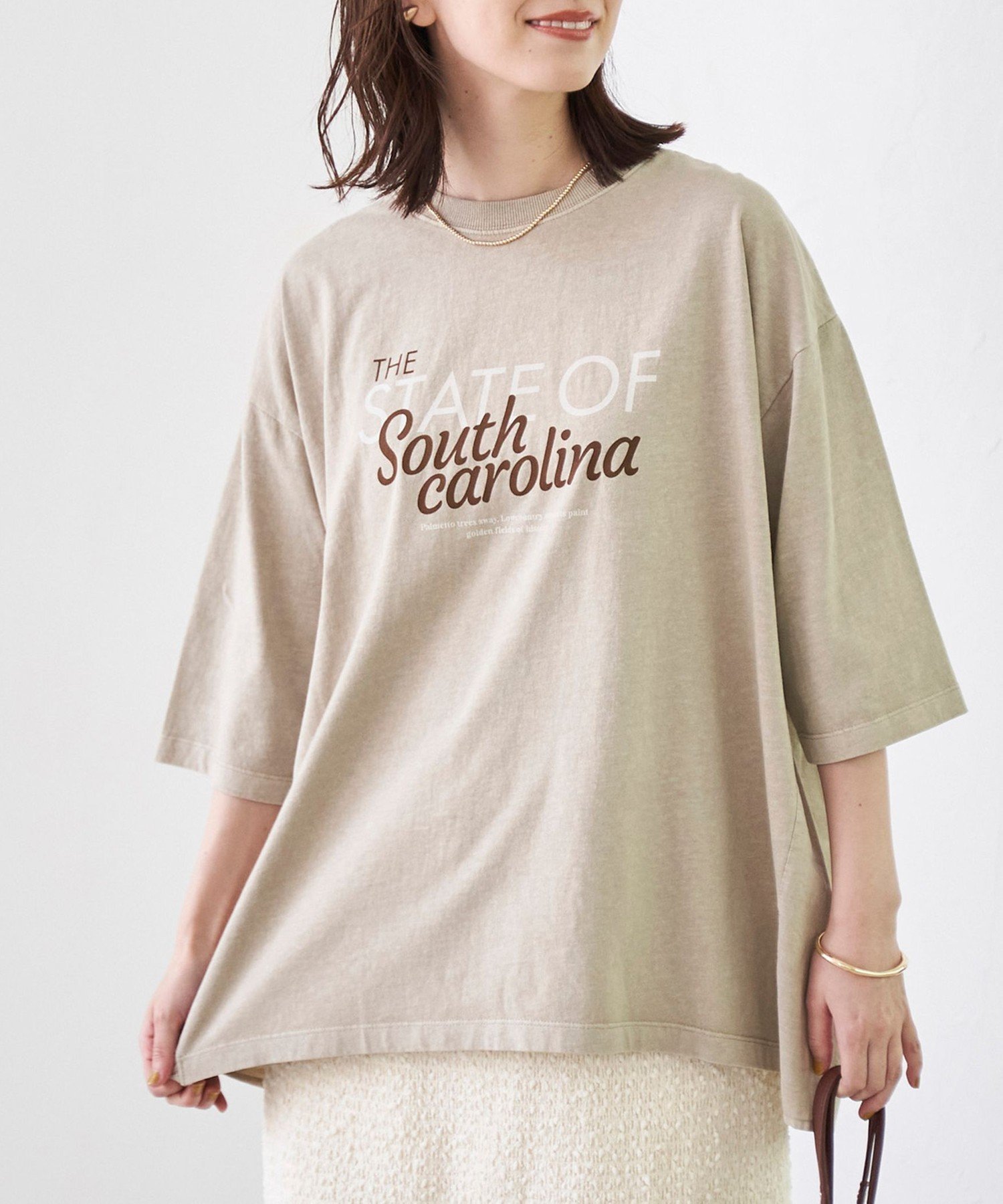 【コーエン/COEN】のピグメントドッキング布帛五分袖Tシャツ インテリア・キッズ・メンズ・レディースファッション・服の通販 founy(ファウニー) 　ファッション　Fashion　レディースファッション　Fashion for Women　トップス・カットソー　Cut & Sew Tops　シャツ・ブラウス・オフィスカジュアル　Elegant Blouses & Button-Ups　ロングTシャツ・Tシャツ　Longline T-Shirts & Tees　カットソー　Cut and Sewn Top　切替　Switching, Contrast Panel　ショルダー　Shoulder, Shoulder Strap　ドロップ　Drop Shoulder, Dropped Style　人気　Popular, Best Seller　フェミニン　Feminine, Girly　フレア　Flare, Flared　エレガント 上品　Elegant　BEIGE|ID: prp329100004985477 ipo3291000000037345029