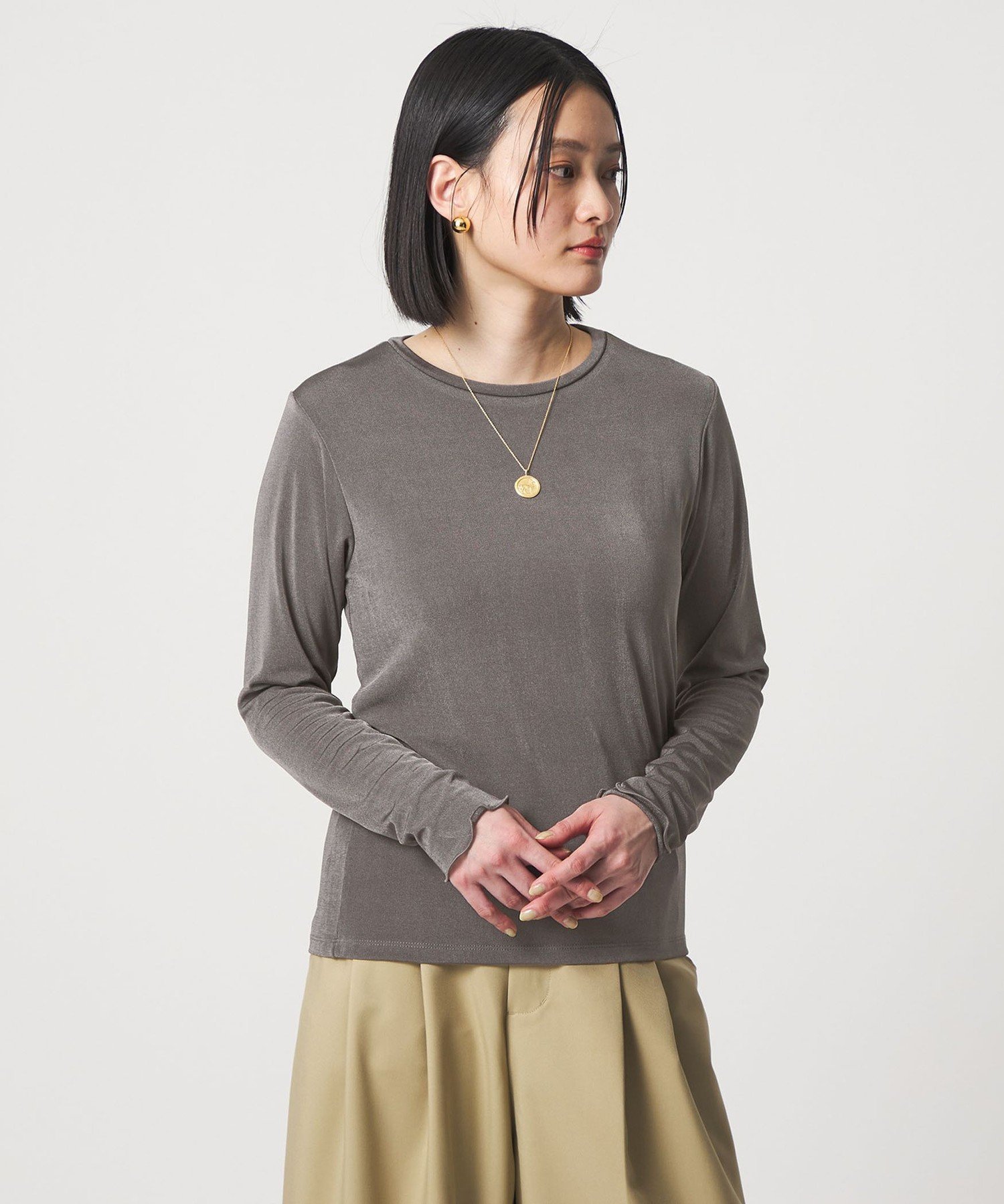 【ユナイテッドアローズ/UNITED ARROWS】のシャイニーリブ カットソー A DAY IN THE LIFE 大人の最旬トレンドファッション＆コーディネート founy(ファウニー) 　ファッション　Fashion　レディースファッション　Fashion for Women　トップス・カットソー　Cut & Sew Tops　カットソー・ベーシックTシャツ　Cut-and-Sewn Tops / Stretch Tees & Basics　インナー　Innerwear　カットソー　Cut and Sewn Top　コンパクト　Compact, Small Size　シンプル　Simple, Minimal　スウェット / スエット　Sweatshirt, Sweatwear　人気　Popular, Best Seller　バランス　Balance, Style Balance　ブライト　Bright, Shiny　ベスト　Vest, Waistcoat　ロング　Long, Long-Length　アウトレット　Outlet / Clearance　おすすめ　Recommended / Our Picks　 other-1|ID: prp329100004985481 ipo3291000000037345047