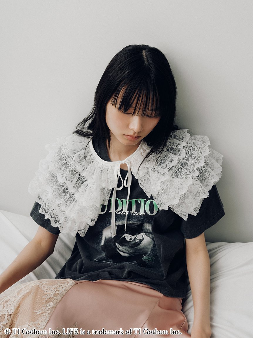 【リリーブラウン/Lily Brown】の【LILY BROWN×GOOD ROCK SPEED×LIFE PC】Cat Tシャツ インテリア・キッズ・メンズ・レディースファッション・服の通販 founy(ファウニー) 　ファッション　Fashion　レディースファッション　Fashion for Women　トップス・カットソー　Cut & Sew Tops　シャツ・ブラウス・オフィスカジュアル　Elegant Blouses & Button-Ups　ロングTシャツ・Tシャツ　Longline T-Shirts & Tees　ヴィンテージ　Vintage Style　グラフィック　Graphic, Graphic Design　今季　This Season, Current Season　スマート　Smart, Elegant　雑誌　Magazine, Fashion Magazine　ビビッド　Vivid, Bright Tone　レース　Lace, Lace Fabric　おすすめ　Recommended / Our Picks　夏　Summer　BLK[009]|ID: prp329100004985484 ipo3291000000037345057