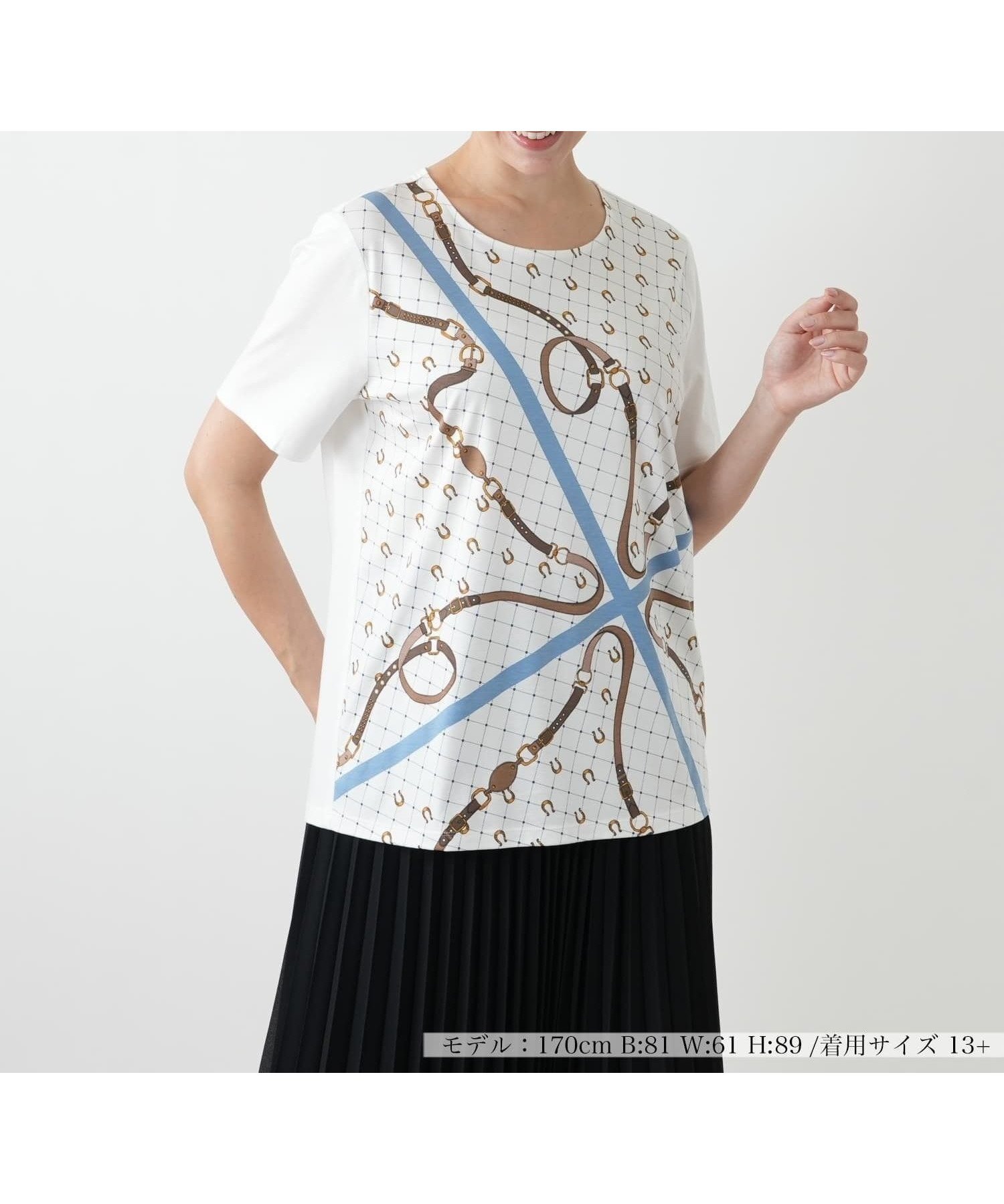 【レリアンプラスハウス/Leilian PLUS HOUSE】のプリントカットソー インテリア・キッズ・メンズ・レディースファッション・服の通販 founy(ファウニー) 　ファッション　Fashion　レディースファッション　Fashion for Women　トップス・カットソー　Cut & Sew Tops　カットソー・ベーシックTシャツ　Cut-and-Sewn Tops / Stretch Tees & Basics　インナー　Innerwear　ウォッシャブル　Machine Washable　クラシカル　Classical, Vintage-Inspired　ジャケット　Jacket, Outerwear　スカーフ　Scarf, Neckwear　ポケット　Pocket, Pocket Detail　モチーフ　Motif, Design Theme　ヴィンテージ　Vintage Style　無地　Plain, Solid Color　秋　Autumn　アイボリー|ID: prp329100004985501 ipo3291000000037345114