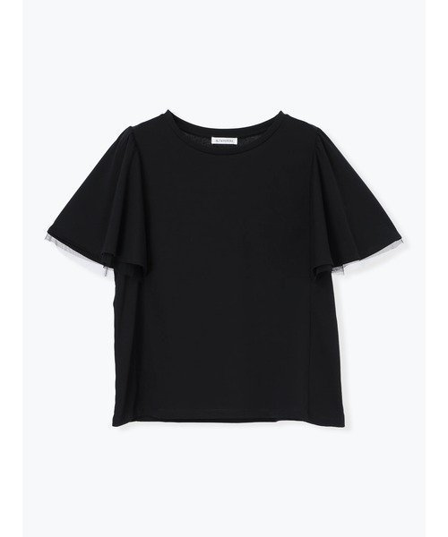 【ジェイ アンド シュプール/Re J&SUPURE】のフレアスリーブトップス インテリア・キッズ・メンズ・レディースファッション・服の通販 founy(ファウニー) 　ファッション　Fashion　レディースファッション　Fashion for Women　トップス・カットソー　Cut & Sew Tops　インナー　Innerwear　キャミワンピース　Cami Dress, Slip Dress　シンプル　Simple, Minimal　スラックス　Slacks, Dress Pants　スリーブ　Sleeve, Long Sleeve / Short Sleeve　チュール　Tulip, Tulip Motif　フェミニン　Feminine, Girly　フレア　Flare, Flared　プリント　Print, Printed Pattern　夏　Summer　春　Spring　S/S・春夏　SS, Spring/Summer, Warm Season　無地　Plain, Solid Color　ビジネス 仕事 通勤　Business / Work / Commuting　黒|ID: prp329100004985506 ipo3291000000037345131