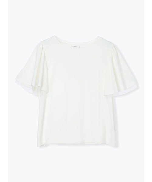 【ジェイ アンド シュプール/Re J&SUPURE】のフレアスリーブトップス インテリア・キッズ・メンズ・レディースファッション・服の通販 founy(ファウニー) 　ファッション　Fashion　レディースファッション　Fashion for Women　トップス・カットソー　Cut & Sew Tops　インナー　Innerwear　キャミワンピース　Cami Dress, Slip Dress　シンプル　Simple, Minimal　スラックス　Slacks, Dress Pants　スリーブ　Sleeve, Long Sleeve / Short Sleeve　チュール　Tulip, Tulip Motif　フェミニン　Feminine, Girly　フレア　Flare, Flared　プリント　Print, Printed Pattern　夏　Summer　春　Spring　S/S・春夏　SS, Spring/Summer, Warm Season　無地　Plain, Solid Color　ビジネス 仕事 通勤　Business / Work / Commuting　オフホワイト|ID: prp329100004985506 ipo3291000000037345132