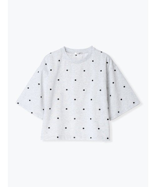 【ルディックパーク/LUDIC PARK】の刺繍総柄クロップドTシャツ インテリア・キッズ・メンズ・レディースファッション・服の通販 founy(ファウニー) 　ファッション　Fashion　レディースファッション　Fashion for Women　トップス・カットソー　Cut & Sew Tops　シャツ・ブラウス・オフィスカジュアル　Elegant Blouses & Button-Ups　ロングTシャツ・Tシャツ　Longline T-Shirts & Tees　クロップド　Cropped, Short Length　グレー|ID: prp329100004985510 ipo3291000000037345155