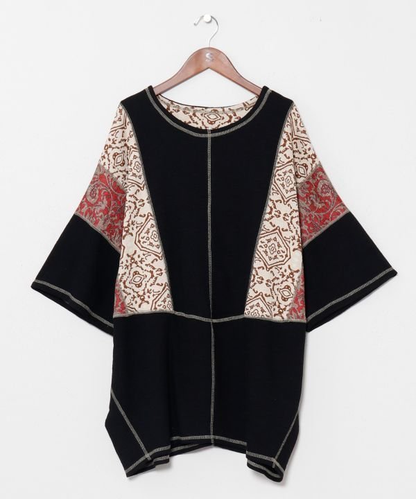 【アミナコレクション/Amina Collection】の【チャイハネ】カジナツメンズトップス インテリア・キッズ・メンズ・レディースファッション・服の通販 founy(ファウニー) 　ファッション　Fashion　レディースファッション　Fashion for Women　トップス・カットソー　Cut & Sew Tops　カットソー　Cut and Sewn Top　パッチワーク　Patchwork, Mixed Fabric　ブラック|ID: prp329100004985528 ipo3291000000037345242