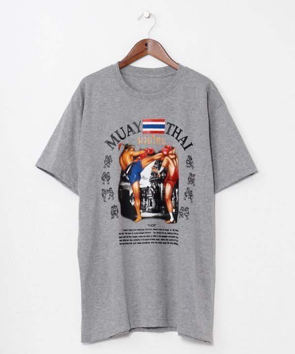 【アミナコレクション/Amina Collection】の【チャイハネ】ムエツウメンズTシャツ インテリア・キッズ・メンズ・レディースファッション・服の通販 founy(ファウニー) 　ファッション　Fashion　レディースファッション　Fashion for Women　トップス・カットソー　Cut & Sew Tops　シャツ・ブラウス・オフィスカジュアル　Elegant Blouses & Button-Ups　ロングTシャツ・Tシャツ　Longline T-Shirts & Tees　モチーフ　Motif, Design Theme　グレー|ID: prp329100004985530 ipo3291000000037345252