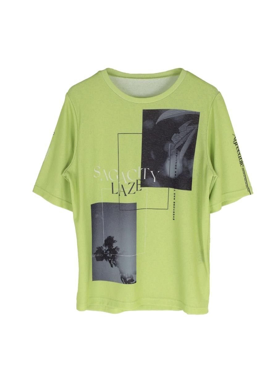 【ラシュッド/LASUD】のSHEER PRINT TOPS インテリア・キッズ・メンズ・レディースファッション・服の通販 founy(ファウニー) 　ファッション　Fashion　レディースファッション　Fashion for Women　トップス・カットソー　Cut & Sew Tops　おすすめ　Recommended / Our Picks　コンパクト　Compact, Small Size　プリント　Print, Printed Pattern　エレガント 上品　Elegant　イエロー|ID: prp329100004985531 ipo3291000000037345259