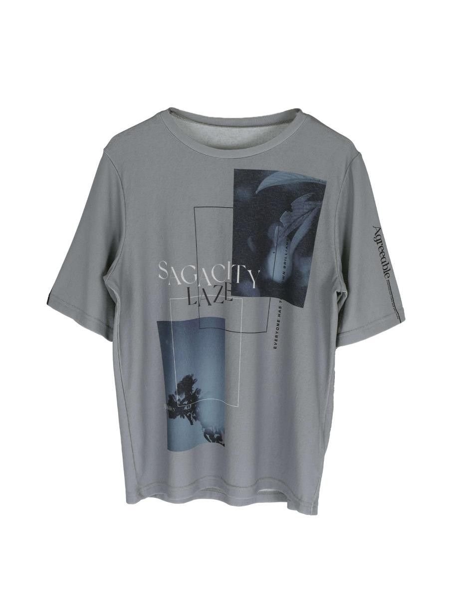 【ラシュッド/LASUD】のSHEER PRINT TOPS インテリア・キッズ・メンズ・レディースファッション・服の通販 founy(ファウニー) 　ファッション　Fashion　レディースファッション　Fashion for Women　トップス・カットソー　Cut & Sew Tops　おすすめ　Recommended / Our Picks　コンパクト　Compact, Small Size　プリント　Print, Printed Pattern　エレガント 上品　Elegant　グレー|ID: prp329100004985531 ipo3291000000037345260