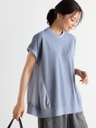 【ラシュッド/LASUD】のピグメントドッキングカットソー 大人の最旬トレンドファッション＆コーディネート founy(ファウニー) ファッション Fashion レディースファッション Fashion for Women トップス・カットソー Cut & Sew Tops カットソー・ベーシックTシャツ Cut-and-Sewn Tops / Stretch Tees & Basics シアー Sheer, See-Through thumbnail ライトブルー|ID: prp329100004985533 ipo3291000000037345267