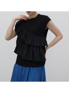【ラシュッド/LASUD】のアシメフリルドッキングカットソー 大人の最旬トレンドファッション＆コーディネート founy(ファウニー) ファッション Fashion レディースファッション Fashion for Women トップス・カットソー Cut & Sew Tops カットソー・ベーシックTシャツ Cut-and-Sewn Tops / Stretch Tees & Basics シンプル Simple, Minimal ドッキング Docking, Mixed Material フリル Frill, Ruffle ボトム Bottoms, Lower Wear エレガント 上品 Elegant thumbnail ブラック|ID: prp329100004985534 ipo3291000000037345269