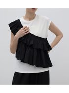 【ラシュッド/LASUD】のアシメフリルドッキングカットソー 大人の最旬トレンドファッション＆コーディネート founy(ファウニー) ファッション Fashion レディースファッション Fashion for Women トップス・カットソー Cut & Sew Tops カットソー・ベーシックTシャツ Cut-and-Sewn Tops / Stretch Tees & Basics シンプル Simple, Minimal ドッキング Docking, Mixed Material フリル Frill, Ruffle ボトム Bottoms, Lower Wear エレガント 上品 Elegant thumbnail オフホワイト|ID: prp329100004985534 ipo3291000000037345270
