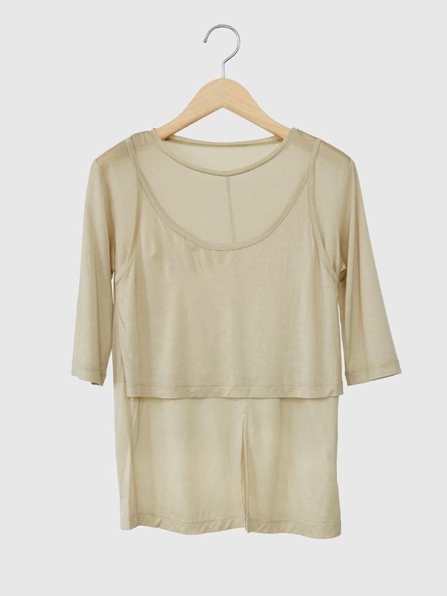 【ラシュッド/LASUD】のSheer tank layered pullover インテリア・キッズ・メンズ・レディースファッション・服の通販 founy(ファウニー) 　ファッション　Fashion　レディースファッション　Fashion for Women　トップス・カットソー　Cut & Sew Tops　カジュアルプルオーバー・ニットトップス　Pullovers & Knit Tops / Casual Pullovers　インナー　Innerwear　ジャケット　Jacket, Outerwear　タンク　Tank Top, Sleeveless Top　トレンド　Trend, Trending Now　ベスト　Vest, Waistcoat　ベージュ|ID: prp329100004985536 ipo3291000000037345278