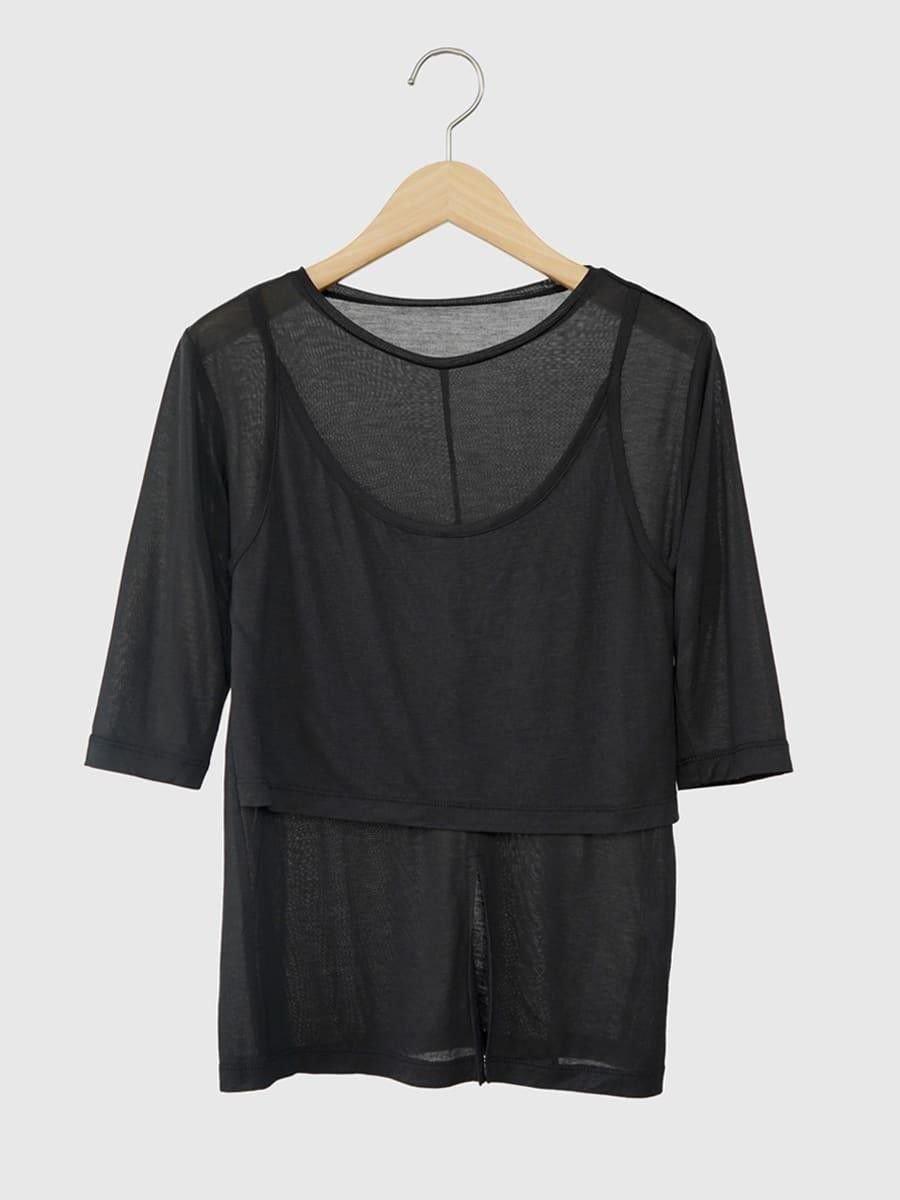 【ラシュッド/LASUD】のSheer tank layered pullover インテリア・キッズ・メンズ・レディースファッション・服の通販 founy(ファウニー) 　ファッション　Fashion　レディースファッション　Fashion for Women　トップス・カットソー　Cut & Sew Tops　カジュアルプルオーバー・ニットトップス　Pullovers & Knit Tops / Casual Pullovers　インナー　Innerwear　ジャケット　Jacket, Outerwear　タンク　Tank Top, Sleeveless Top　トレンド　Trend, Trending Now　ベスト　Vest, Waistcoat　ブラック|ID: prp329100004985536 ipo3291000000037345280
