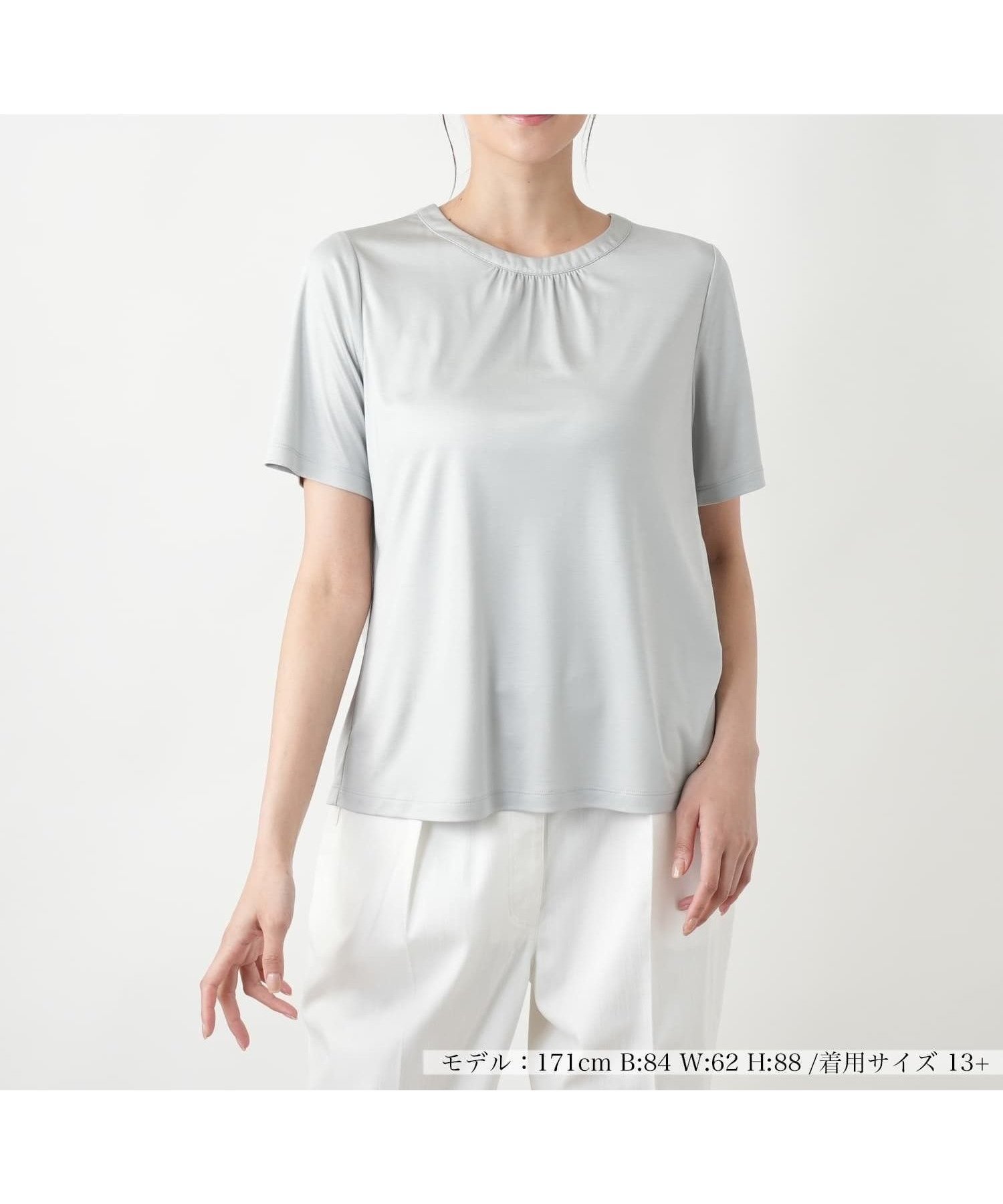 【レリアンプラスハウス/Leilian PLUS HOUSE】の【店頭人気】シルククルーネックカットソー インテリア・キッズ・メンズ・レディースファッション・服の通販 founy(ファウニー) 　ファッション　Fashion　レディースファッション　Fashion for Women　トップス・カットソー　Cut & Sew Tops　カットソー・ベーシックTシャツ　Cut-and-Sewn Tops / Stretch Tees & Basics　インナー　Innerwear　ウォッシャブル　Machine Washable　エレガント 上品　Elegant　カーディガン　Cardigan, Knitwear　ギャザー　Gathered, Ruffled　シルク　Silk, 100% Silk　シンプル　Simple, Minimal　ジャケット　Jacket, Outerwear　バランス　Balance, Style Balance　ポケット　Pocket, Pocket Detail　人気　Popular, Best Seller　夏　Summer　ライトグレー|ID: prp329100004985549 ipo3291000000037345396