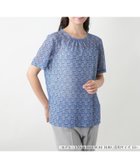 【レリアンプラスハウス/Leilian PLUS HOUSE】の幾何学柄クルーネックカットソー【ROCHAS Premiere】【ERICA】 大人の最旬トレンドファッション＆コーディネート founy(ファウニー) ファッション Fashion レディースファッション Fashion for Women トップス・カットソー Cut & Sew Tops カットソー・ベーシックTシャツ Cut-and-Sewn Tops / Stretch Tees & Basics ウォッシャブル Machine Washable ギャザー Gathered, Ruffled パターン Pattern, Design Print フィット Fit, Slim Fit ポケット Pocket, Pocket Detail モダン Modern, Contemporary ループ Loop, Loop Knit 夏 Summer thumbnail セルリアンブルー|ID: prp329100004985565 ipo3291000000037345505