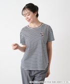 【レリアンプラスハウス/Leilian PLUS HOUSE】のボーダーカットソー 大人の最旬トレンドファッション＆コーディネート founy(ファウニー) ファッション Fashion レディースファッション Fashion for Women トップス・カットソー Cut & Sew Tops カットソー・ベーシックTシャツ Cut-and-Sewn Tops / Stretch Tees & Basics ウォッシャブル Machine Washable ジャケット Jacket, Outerwear ブローチ Brooch, Pin Brooch ポケット Pocket, Pocket Detail モチーフ Motif, Design Theme ラウンド Round, Round Neck 夏 Summer 定番 Standard, Basic Item thumbnail ネイビー|ID: prp329100004985569 ipo3291000000037345528