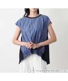 【レリアンプラスハウス/Leilian PLUS HOUSE】の【店舗人気】ストライプ切替カットソー 大人の最旬トレンドファッション＆コーディネート founy(ファウニー) ファッション Fashion レディースファッション Fashion for Women トップス・カットソー Cut & Sew Tops カットソー・ベーシックTシャツ Cut-and-Sewn Tops / Stretch Tees & Basics ウォッシャブル Machine Washable カットソー Cut and Sewn Top ストライプ Stripe, Striped Pattern スモッキング Smocking, Gathered Stitching スリーブ Sleeve, Long Sleeve / Short Sleeve フレンチ French, French Style フロント Front, Front Design ポケット Pocket, Pocket Detail ヨーク Yoke, Yoke Design 人気 Popular, Best Seller 切替 Switching, Contrast Panel 夏 Summer 無地 Plain, Solid Color thumbnail ネイビー|ID: prp329100004985571 ipo3291000000037345541