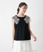 【レリアンプラスハウス/Leilian PLUS HOUSE】のフラワー刺繍カットソー【BOURGE】 大人の最旬トレンドファッション＆コーディネート founy(ファウニー) ファッション Fashion レディースファッション Fashion for Women トップス・カットソー Cut & Sew Tops カットソー・ベーシックTシャツ Cut-and-Sewn Tops / Stretch Tees & Basics ウォッシャブル Machine Washable カットソー Cut and Sewn Top スマート Smart, Elegant フラワー Flower, Floral ベーシック Basic, Essential ポケット Pocket, Pocket Detail モチーフ Motif, Design Theme レース Lace, Lace Fabric エレガント 上品 Elegant 夏 Summer thumbnail ブラック|ID: prp329100004985572 ipo3291000000037345555