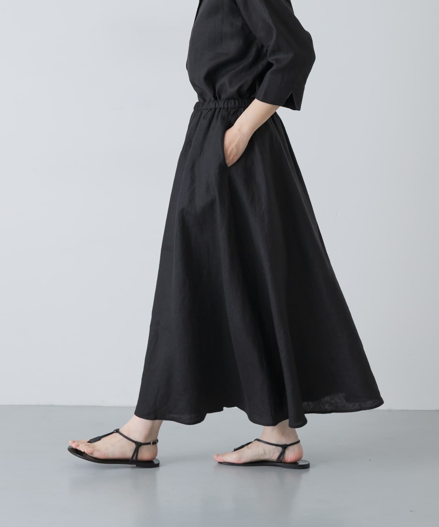 【かぐれ/kagure / URBAN RESEARCH】のリネンフレアスカート インテリア・キッズ・メンズ・レディースファッション・服の通販 founy(ファウニー) 　ファッション　Fashion　レディースファッション　Fashion for Women　スカート　Skirts　Aライン・フレアスカート　A-Line & Flared Skirts　シンプル　Simple, Minimal　ドレープ　Drape, Draping Fabric　定番　Standard, Basic Item　パターン　Pattern, Design Print　フレア　Flare, Flared　ポケット　Pocket, Pocket Detail　リネン　Linen, Linen Fabric　S/S・春夏　SS, Spring/Summer, Warm Season　おすすめ　Recommended / Our Picks　夏　Summer　エレガント 上品　Elegant　2026年　2026　2026春夏・S/S　Spring/Summer 2026 SS26　ブラック|ID: prp329100004985590 ipo3291000000037345686
