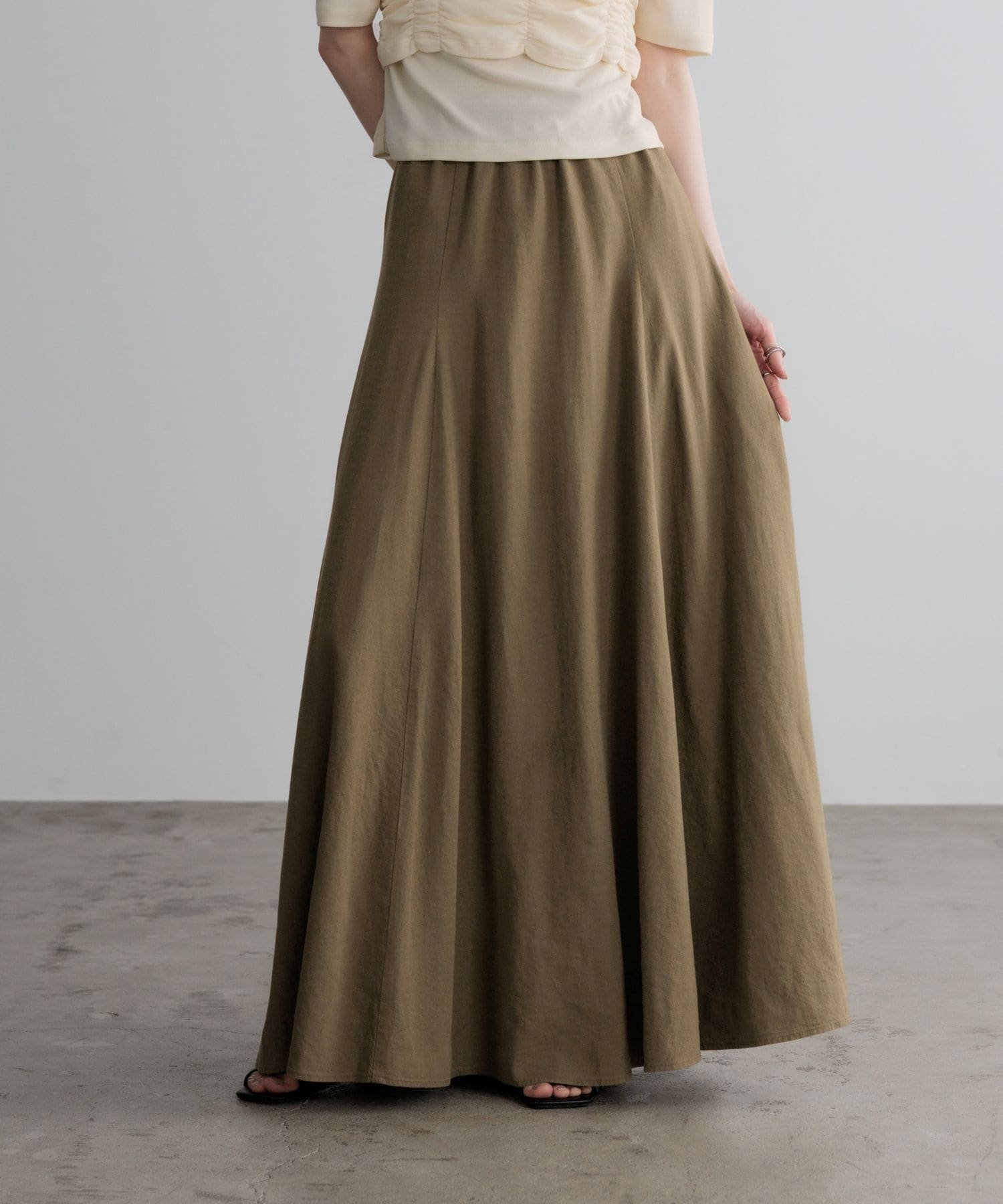 【ローリーズファーム/LOWRYS FARM】のリネンフレアスカート インテリア・キッズ・メンズ・レディースファッション・服の通販 founy(ファウニー) 　ファッション　Fashion　レディースファッション　Fashion for Women　スカート　Skirts　Aライン・フレアスカート　A-Line & Flared Skirts　おすすめ　Recommended / Our Picks　コンパクト　Compact, Small Size　サンダル　Sandals, Summer Shoes　スニーカー　Sneakers, Trainers　ダウン　Down, Puffer　ビンテージ　Vintage, Retro Style　フレア　Flare, Flared　リネン　Linen, Linen Fabric　ブラウン55|ID: prp329100004985600 ipo3291000000037345714