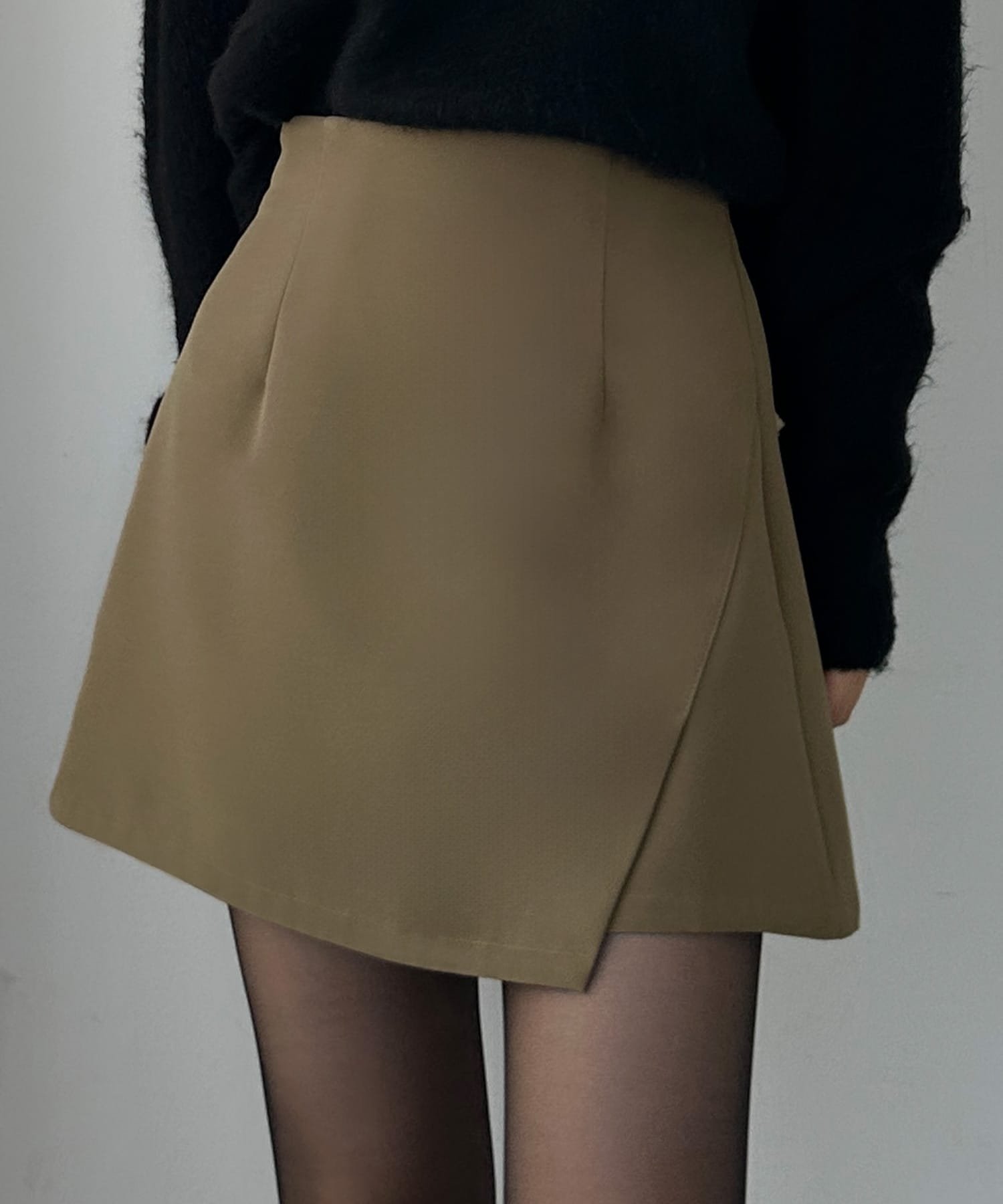 【ジュノア/JUNOAH】のLouere ラップ風ミニスカート インテリア・キッズ・メンズ・レディースファッション・服の通販 founy(ファウニー) 　ファッション　Fashion　レディースファッション　Fashion for Women　スカート　Skirts　ミニスカート　Mini Skirts　ミニスカート　Mini Skirt, Short Skirt　ラップ　Wrap, Wrap Design　ダークベージュ|ID: prp329100004985602 ipo3291000000037345723
