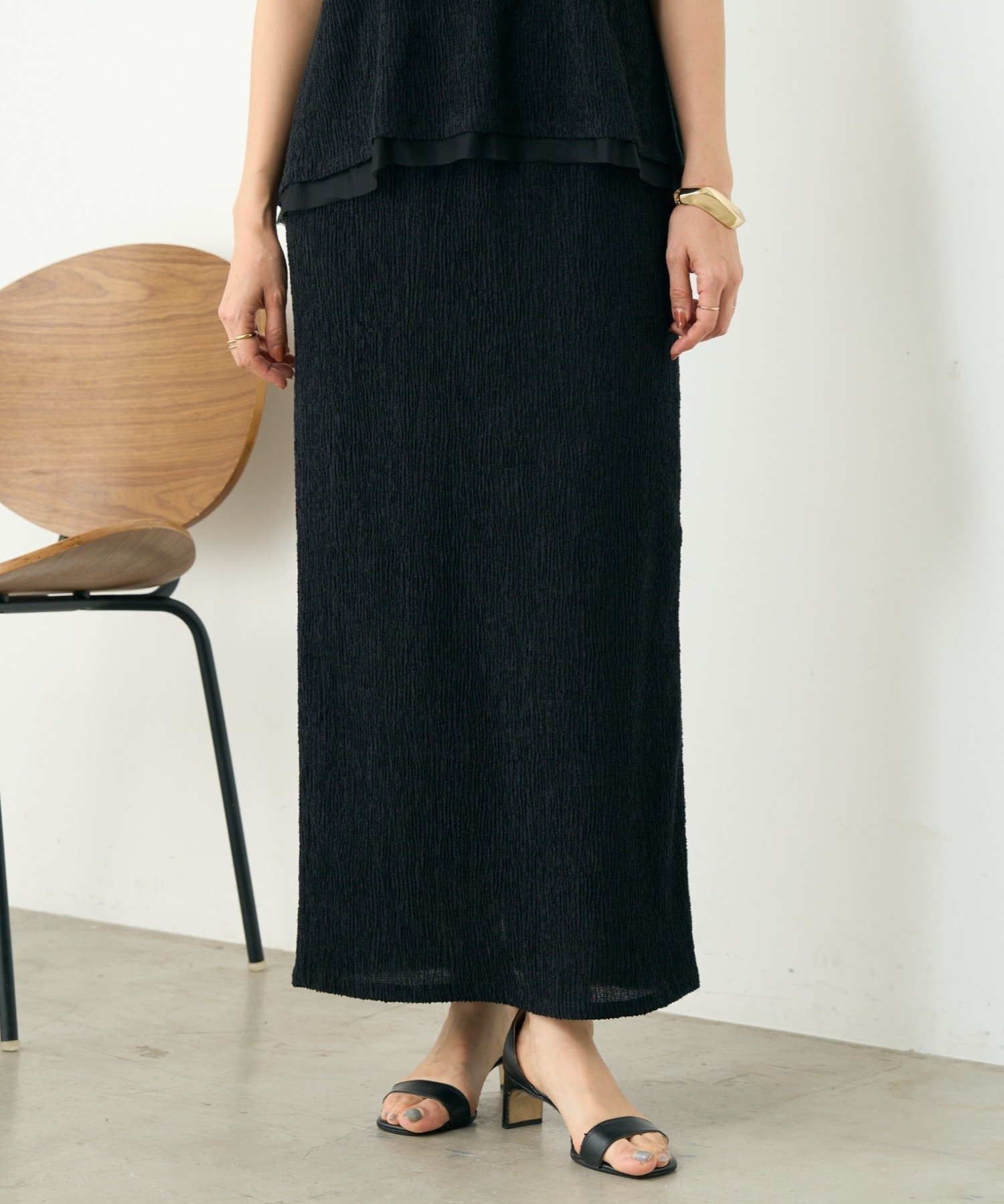 【ビアズリー/BEARDSLEY】のリンクルブークレスカート インテリア・キッズ・メンズ・レディースファッション・服の通販 founy(ファウニー) 　ファッション　Fashion　レディースファッション　Fashion for Women　スカート　Skirts　スリット　Slit, Slit Detail　セットアップ　Set-Up, Coordinated Outfit　フラット　Flat, Flat Shoes　ポケット　Pocket, Pocket Detail　再入荷　Restock / Back in Stock　おすすめ　Recommended / Our Picks　ブラック|ID: prp329100004985607 ipo3291000000037345739