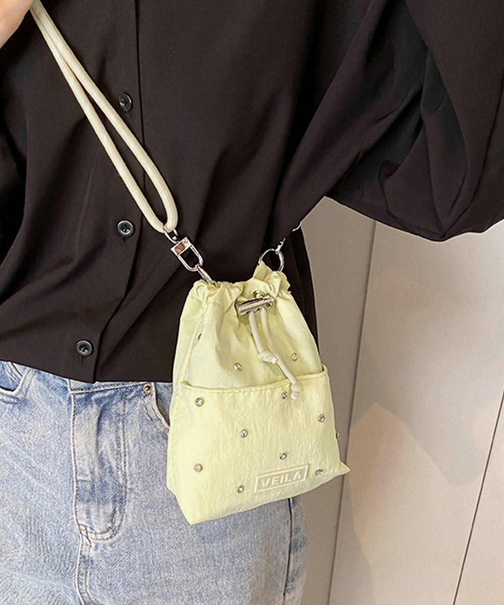 【ミニミニストア/miniministore】のパラコード巾着バッグミニショルダーバッグ インテリア・キッズ・メンズ・レディースファッション・服の通販 founy(ファウニー) 　ファッション　Fashion　レディースファッション　Fashion for Women　バッグ　Bags　イエロー　Yellow　ガーリー　Girly, Feminine Style　コンパクト　Compact, Small Size　巾着　Drawstring Bag, Kinchaku　軽量　Lightweight, Ultra Light　ショルダー　Shoulder, Shoulder Strap　財布　Wallet, Purse　デニム　Denim, Jeans Material　トレンド　Trend, Trending Now　フォルム　Silhouette, Form　ベビー　Baby, Babywear　ポケット　Pocket, Pocket Detail　旅行　Travel　ライトイエロー|ID: prp329100004985643 ipo3291000000037345929
