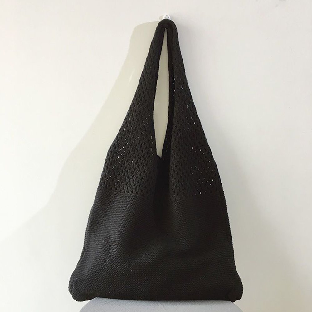 【ミニミニストア/miniministore】のトートバッグ ニット編み バッグ鞄かばん インテリア・キッズ・メンズ・レディースファッション・服の通販 founy(ファウニー) 　ファッション　Fashion　レディースファッション　Fashion for Women　トップス・カットソー　Cut & Sew Tops　ニット　Knit Tops & Sweaters　イエロー　Yellow　財布　Wallet, Purse　パープル　Purple, Violet　ポケット　Pocket, Pocket Detail　無地　Plain, Solid Color　ラベンダー　Lavender　ブラック|ID: prp329100004985645 ipo3291000000037345938