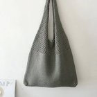 【ミニミニストア/miniministore】のトートバッグ ニット編み バッグ鞄かばん 大人の最旬トレンドファッション＆コーディネート founy(ファウニー) ファッション Fashion レディースファッション Fashion for Women トップス・カットソー Cut & Sew Tops ニット Knit Tops & Sweaters イエロー Yellow 財布 Wallet, Purse パープル Purple, Violet ポケット Pocket, Pocket Detail 無地 Plain, Solid Color ラベンダー Lavender thumbnail ダークグレー|ID: prp329100004985645 ipo3291000000037345941