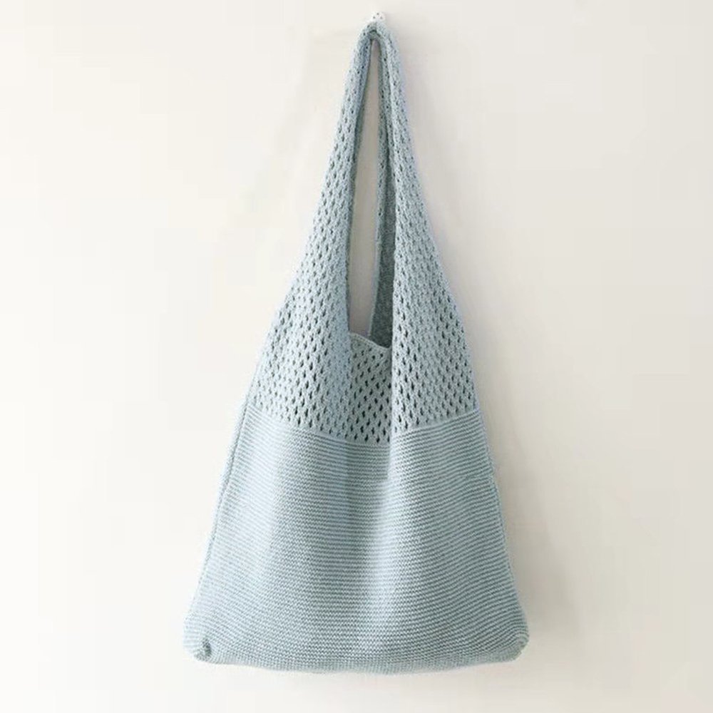 【ミニミニストア/miniministore】のトートバッグ ニット編み バッグ鞄かばん インテリア・キッズ・メンズ・レディースファッション・服の通販 founy(ファウニー) 　ファッション　Fashion　レディースファッション　Fashion for Women　トップス・カットソー　Cut & Sew Tops　ニット　Knit Tops & Sweaters　イエロー　Yellow　財布　Wallet, Purse　パープル　Purple, Violet　ポケット　Pocket, Pocket Detail　無地　Plain, Solid Color　ラベンダー　Lavender　ライトブルー|ID: prp329100004985645 ipo3291000000037345944