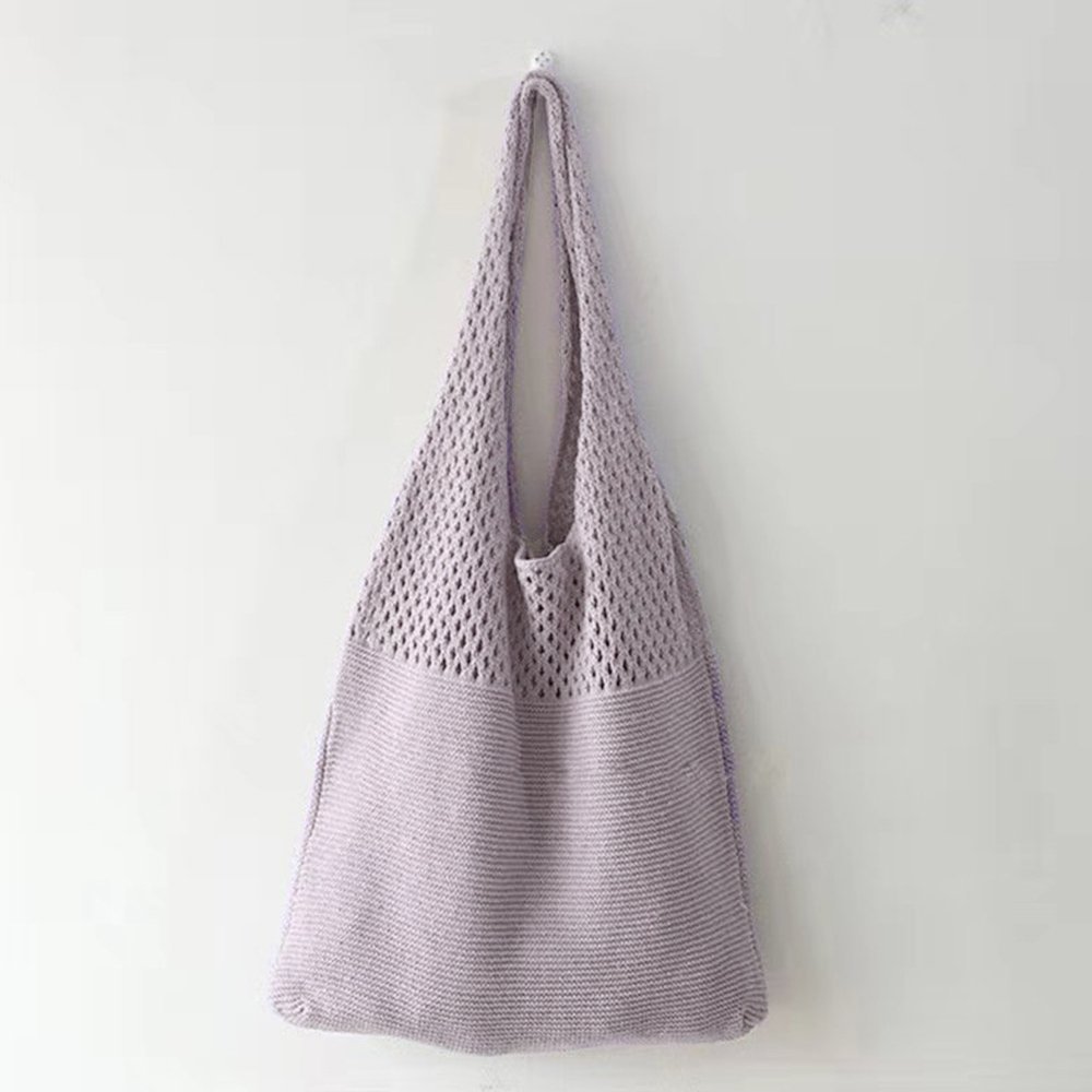 【ミニミニストア/miniministore】のトートバッグ ニット編み バッグ鞄かばん インテリア・キッズ・メンズ・レディースファッション・服の通販 founy(ファウニー) 　ファッション　Fashion　レディースファッション　Fashion for Women　トップス・カットソー　Cut & Sew Tops　ニット　Knit Tops & Sweaters　イエロー　Yellow　財布　Wallet, Purse　パープル　Purple, Violet　ポケット　Pocket, Pocket Detail　無地　Plain, Solid Color　ラベンダー　Lavender　ラベンダー|ID: prp329100004985645 ipo3291000000037345945