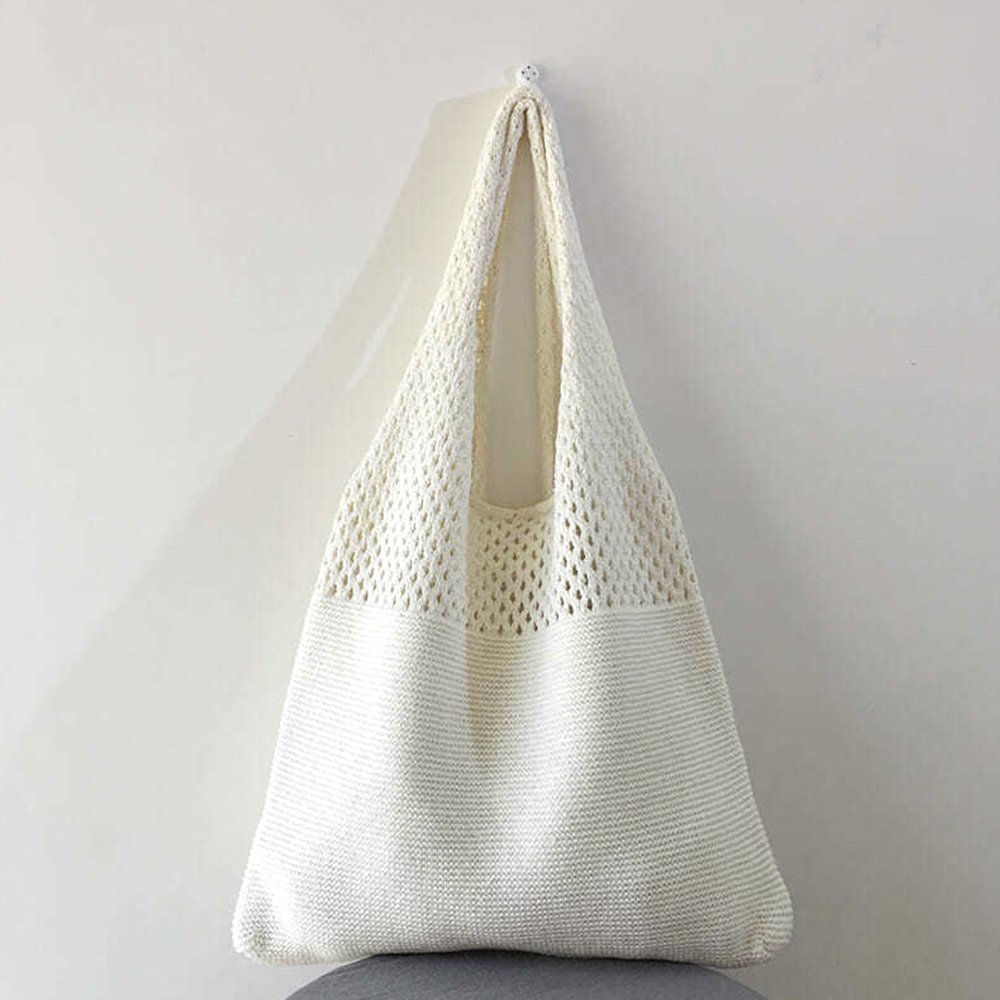 【ミニミニストア/miniministore】のトートバッグ ニット編み バッグ鞄かばん インテリア・キッズ・メンズ・レディースファッション・服の通販 founy(ファウニー) 　ファッション　Fashion　レディースファッション　Fashion for Women　トップス・カットソー　Cut & Sew Tops　ニット　Knit Tops & Sweaters　イエロー　Yellow　財布　Wallet, Purse　パープル　Purple, Violet　ポケット　Pocket, Pocket Detail　無地　Plain, Solid Color　ラベンダー　Lavender　オフホワイト|ID: prp329100004985645 ipo3291000000037345951