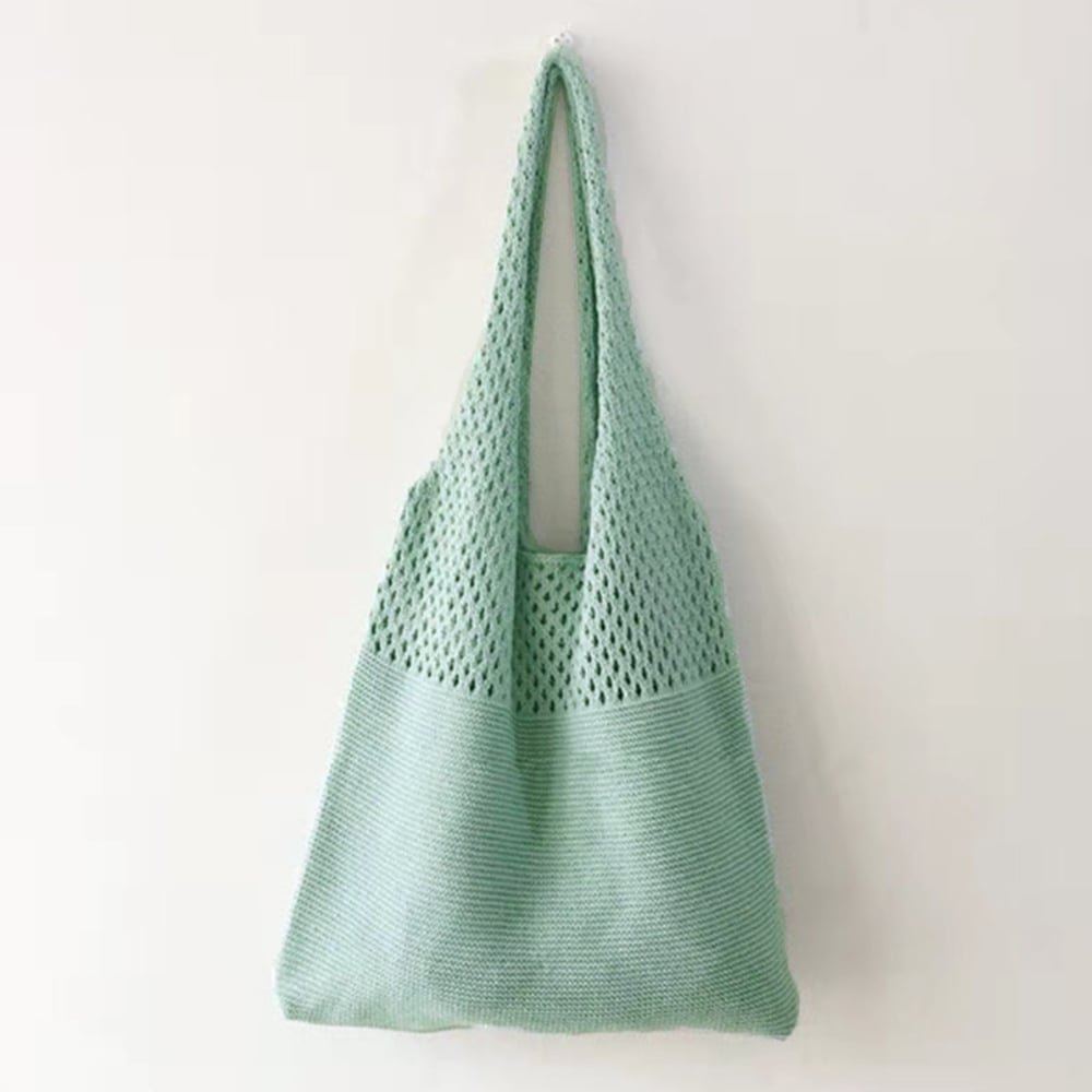 【ミニミニストア/miniministore】のトートバッグ ニット編み バッグ鞄かばん インテリア・キッズ・メンズ・レディースファッション・服の通販 founy(ファウニー) 　ファッション　Fashion　レディースファッション　Fashion for Women　トップス・カットソー　Cut & Sew Tops　ニット　Knit Tops & Sweaters　イエロー　Yellow　財布　Wallet, Purse　パープル　Purple, Violet　ポケット　Pocket, Pocket Detail　無地　Plain, Solid Color　ラベンダー　Lavender　ミントグリーン|ID: prp329100004985645 ipo3291000000037345954
