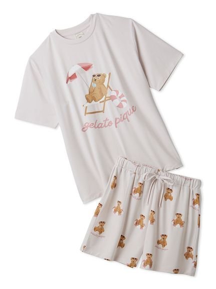 【ジェラート ピケ/gelato pique】の【ONLINE限定】【接触冷感】サマーベア柄ワンポイントTシャツ ショートパンツセット インテリア・キッズ・メンズ・レディースファッション・服の通販 founy(ファウニー) 　ファッション　Fashion　レディースファッション　Fashion for Women　パンツ　Pants & Trousers　ショートパンツ・ハーフパンツ　High-Waisted & Relaxed Shorts　カラフル　Colorful Design　サマー　Summer, Summer Style　サングラス　Sunglasses, Shades　ショート　Short, Short Length　スマート　Smart, Elegant　スリット　Slit, Slit Detail　セットアップ　Set-Up, Coordinated Outfit　プリント　Print, Printed Pattern　ワンポイント　One Point, Statement Accent　おすすめ　Recommended / Our Picks　お家時間・ステイホーム　Stay Home / At Home　夏　Summer　ギフト プレゼント　Gift / Present　PNK[066]|ID: prp329100004985679 ipo3291000000037346122