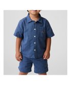 【ギャップ/GAP / KIDS】のコットンリネンシャツ (幼児・ベビー) 大人の最旬トレンドファッション＆コーディネート founy(ファウニー) ファッション Fashion キッズファッション Fashion for Kids ストライプ Stripe, Striped Pattern パッチ Patch, Appliqué フィット Fit, Slim Fit フロント Front, Front Design ベビー Baby, Babywear ポケット Pocket, Pocket Detail リネン Linen, Linen Fabric リラックス Relax, Relaxed Fit 半袖 Short Sleeve, Half Sleeve thumbnail BAINBRIDGE_BLUE_117_V2|ID: prp329100004985702 ipo3291000000037346268