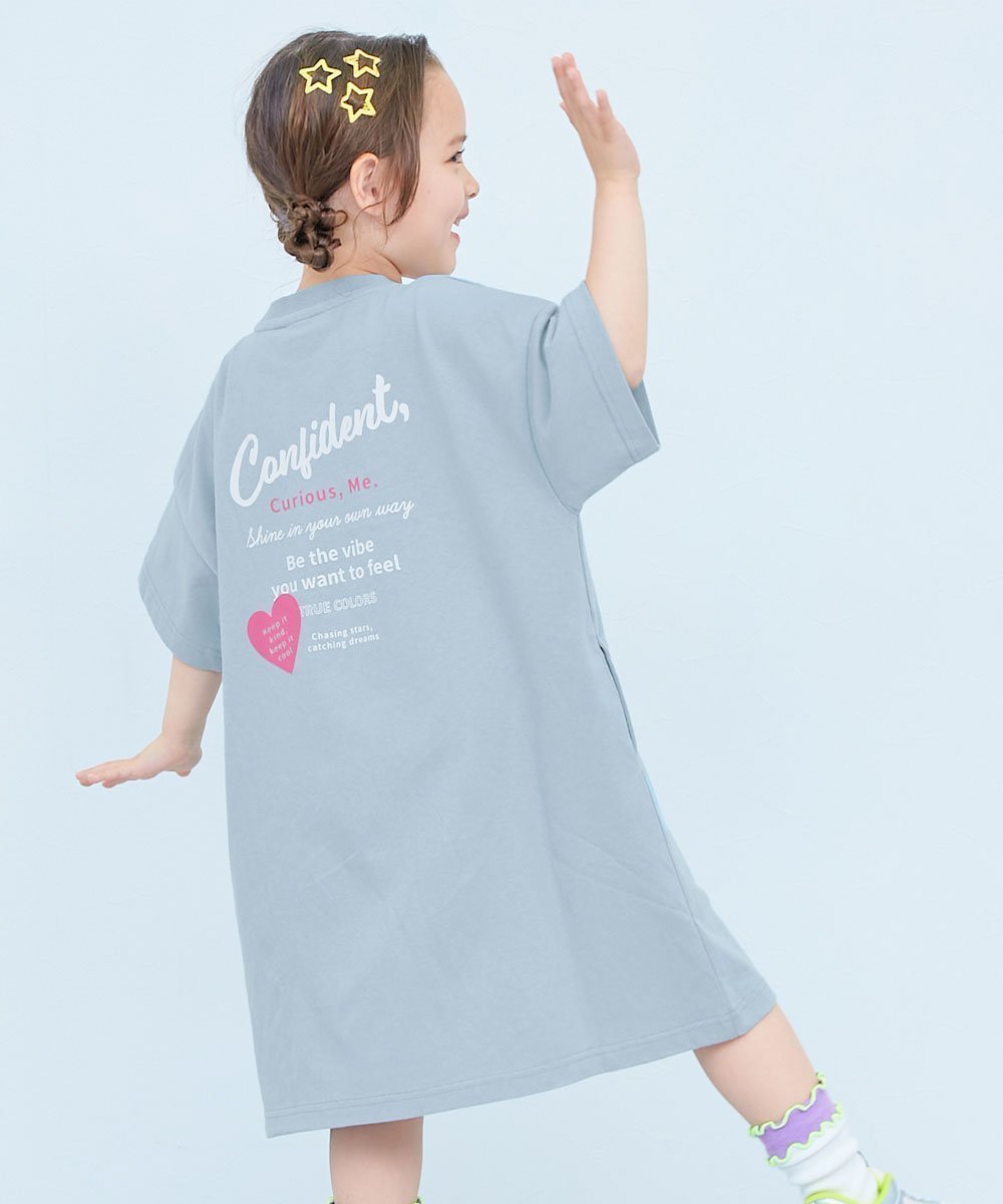 【デビロック/devirock / KIDS】の綿100% デビラボ BIGシルエット 半袖ワンピース 子供服 キッズ 女の子 26SS インテリア・キッズ・メンズ・レディースファッション・服の通販 founy(ファウニー) 　ファッション　Fashion　キッズファッション　Fashion for Kids　ワンピース　Dresses　キャップ　Cap, Baseball Cap　スニーカー　Sneakers, Trainers　デニム　Denim, Jeans Material　プリント　Print, Printed Pattern　半袖　Short Sleeve, Half Sleeve　おすすめ　Recommended / Our Picks　2026年　2026　2026春夏・S/S　Spring/Summer 2026 SS26　005-ロゴ2-ミストブルー|ID: prp329100004985752 ipo3291000000037346618