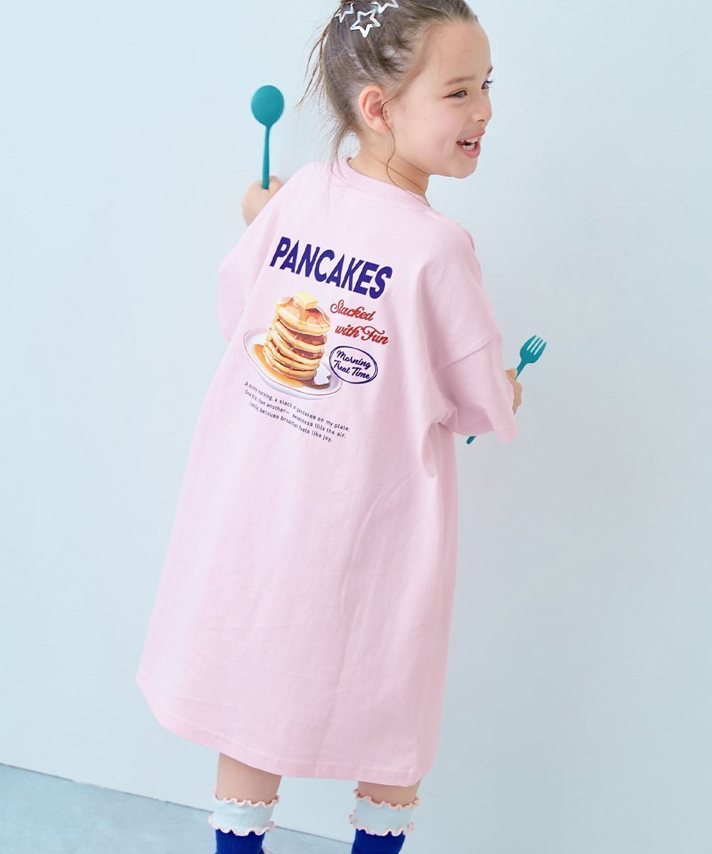 【デビロック/devirock / KIDS】の綿100% デビラボ BIGシルエット 半袖ワンピース 子供服 キッズ 女の子 26SS インテリア・キッズ・メンズ・レディースファッション・服の通販 founy(ファウニー) 　ファッション　Fashion　キッズファッション　Fashion for Kids　ワンピース　Dresses　キャップ　Cap, Baseball Cap　スニーカー　Sneakers, Trainers　デニム　Denim, Jeans Material　プリント　Print, Printed Pattern　半袖　Short Sleeve, Half Sleeve　おすすめ　Recommended / Our Picks　2026年　2026　2026春夏・S/S　Spring/Summer 2026 SS26　007-パンケーキ-さくらピンク|ID: prp329100004985752 ipo3291000000037346619