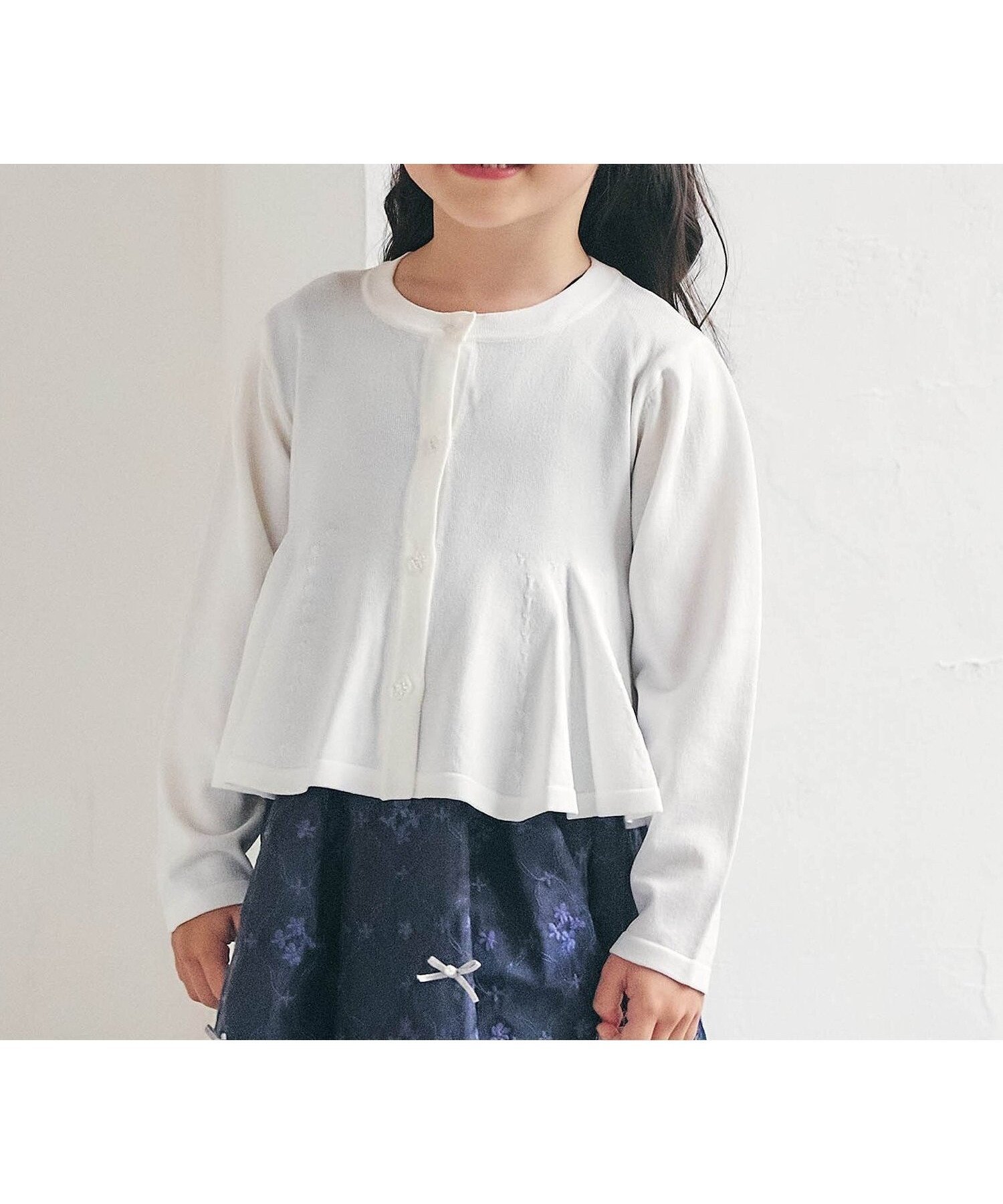 【エフオー オンラインストア/F.O.Online Store / KIDS】のペプラムカーディガン インテリア・キッズ・メンズ・レディースファッション・服の通販 founy(ファウニー) 　ファッション　Fashion　キッズファッション　Fashion for Kids　インナー　Innerwear　カーディガン　Cardigan, Knitwear　ペプラム　Peplum, Flared Hem　ボレロ　Bolero, Short Cardigan　オフホワイト|ID: prp329100004985754 ipo3291000000037346625