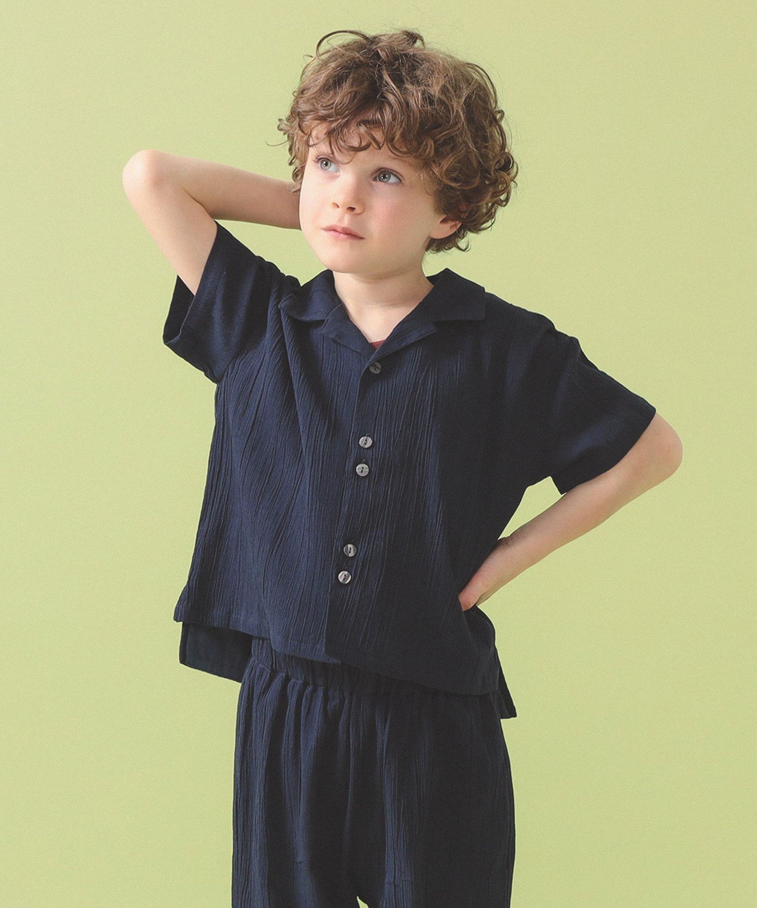 【こども ビームス/コドモ ビームス / KIDS】の楊柳 開襟 シャツ 2026SS(90~140cm) インテリア・キッズ・メンズ・レディースファッション・服の通販 founy(ファウニー) 　ファッション　Fashion　キッズファッション　Fashion for Kids　シンプル　Simple, Minimal　セットアップ　Set-Up, Coordinated Outfit　夏　Summer　2026年　2026　2026春夏・S/S　Spring/Summer 2026 SS26　NAVY|ID: prp329100004985960 ipo3291000000037347745