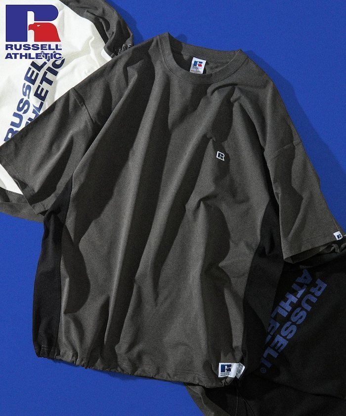 【フリークスストア/FREAK'S STORE】のRUSSEL ATHLETIC×FREAK S STORE 別注 ビッグシルエット サイド切り替え ヘムコード Tシャツ 【限定展開】 インテリア・キッズ・メンズ・レディースファッション・服の通販 founy(ファウニー) 　ファッション　Fashion　レディースファッション　Fashion for Women　トップス・カットソー　Cut & Sew Tops　シャツ・ブラウス・オフィスカジュアル　Elegant Blouses & Button-Ups　ロングTシャツ・Tシャツ　Longline T-Shirts & Tees　ヴィンテージ　Vintage Style　カーゴパンツ　Cargo Pants, Utility Pants　ショーツ　Shorts, Short Pants　シンプル　Simple, Minimal　デニム　Denim, Jeans Material　トレンド　Trend, Trending Now　ドローコード　Drawcord, Drawstring Cord　人気　Popular, Best Seller　ビッグ　Big, Oversized　フロント　Front, Front Design　プリント　Print, Printed Pattern　ボトム　Bottoms, Lower Wear　別注　Limited Edition, Custom Order　リラックス　Relax, Relaxed Fit　ワイド　Wide, Wide Fit　ワンポイント　One Point, Statement Accent　S/S・春夏　SS, Spring/Summer, Warm Season　おすすめ　Recommended / Our Picks　夏　Summer　2026年　2026　2026春夏・S/S　Spring/Summer 2026 SS26　スミクロ|ID: prp329100004986019 ipo3291000000037348010